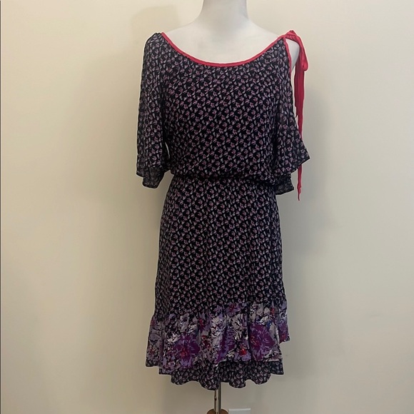 Free People Purple Floral Dress with Single Shoulder Tie Size Small - Picture 1 of 7